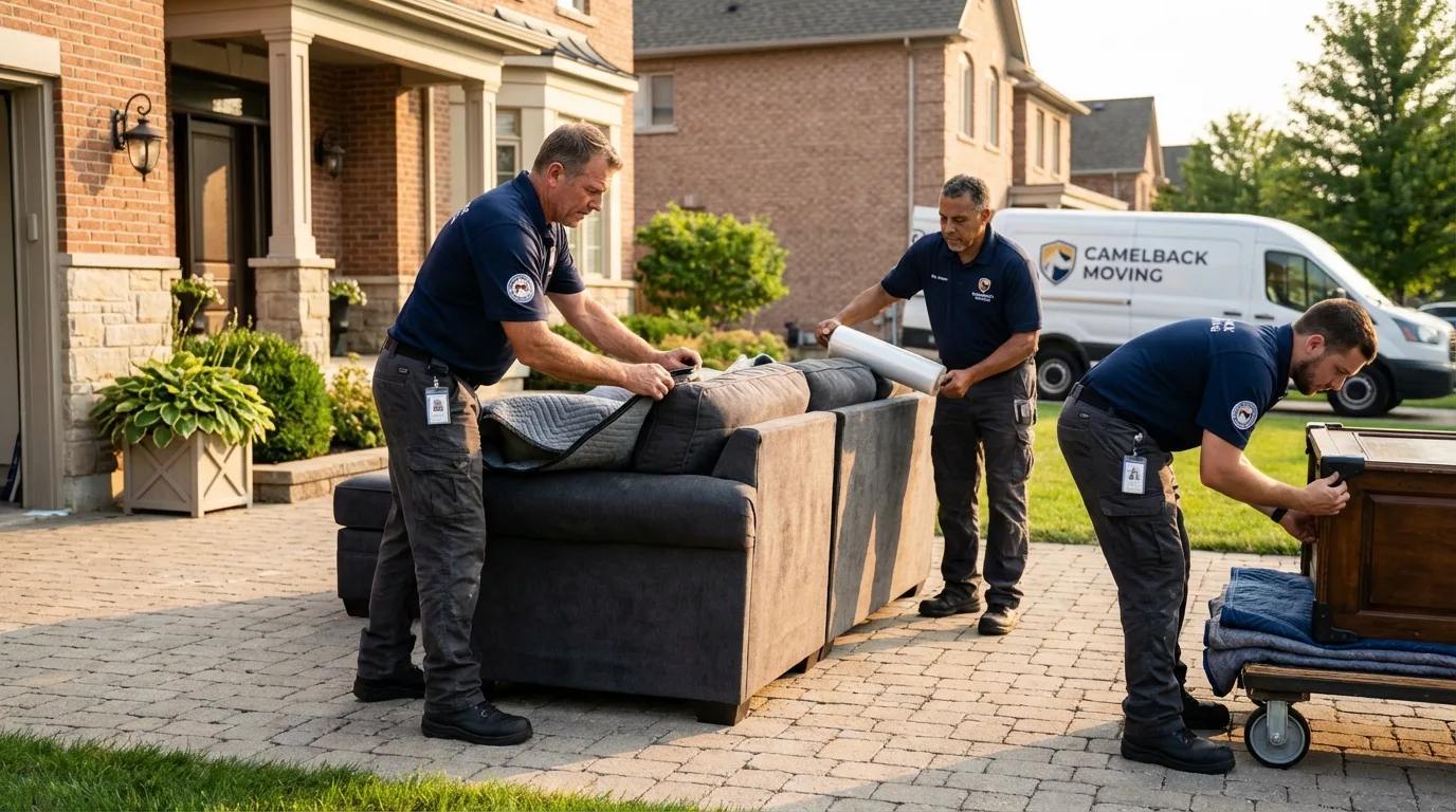 Large estate moving crew wrapping furniture in Fanwood, NJ