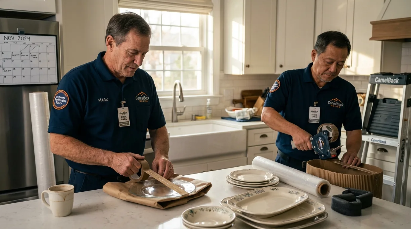 Professional crew packing kitchen dishware in Fanwood, NJ
